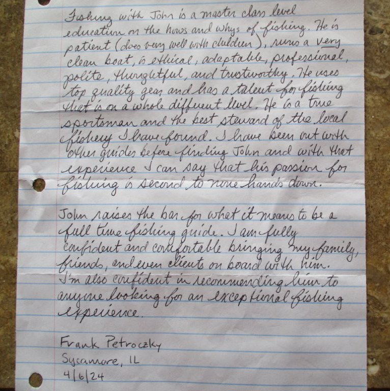 fishing testimonial